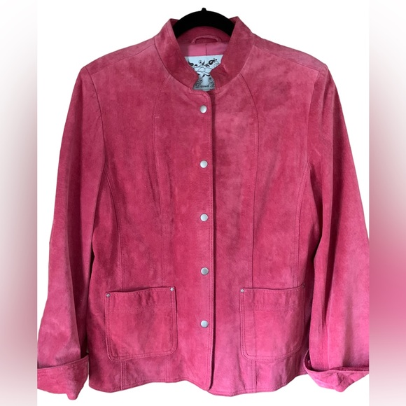 Vintage David Brooks Pink Pig Suede Leather Lined Jacket Blazer Women’s Size L - Picture 1 of 9